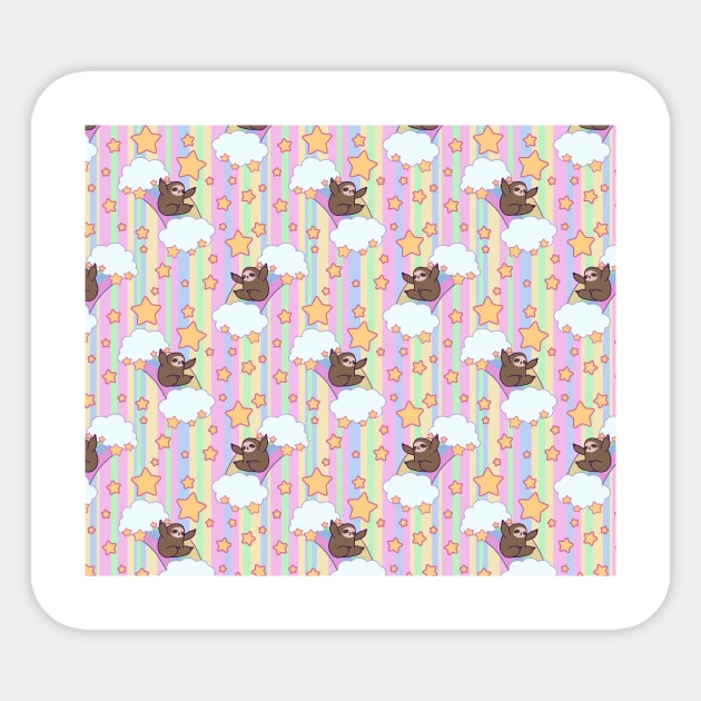 Rainbow Sloth Pattern Sticker by saradaboru